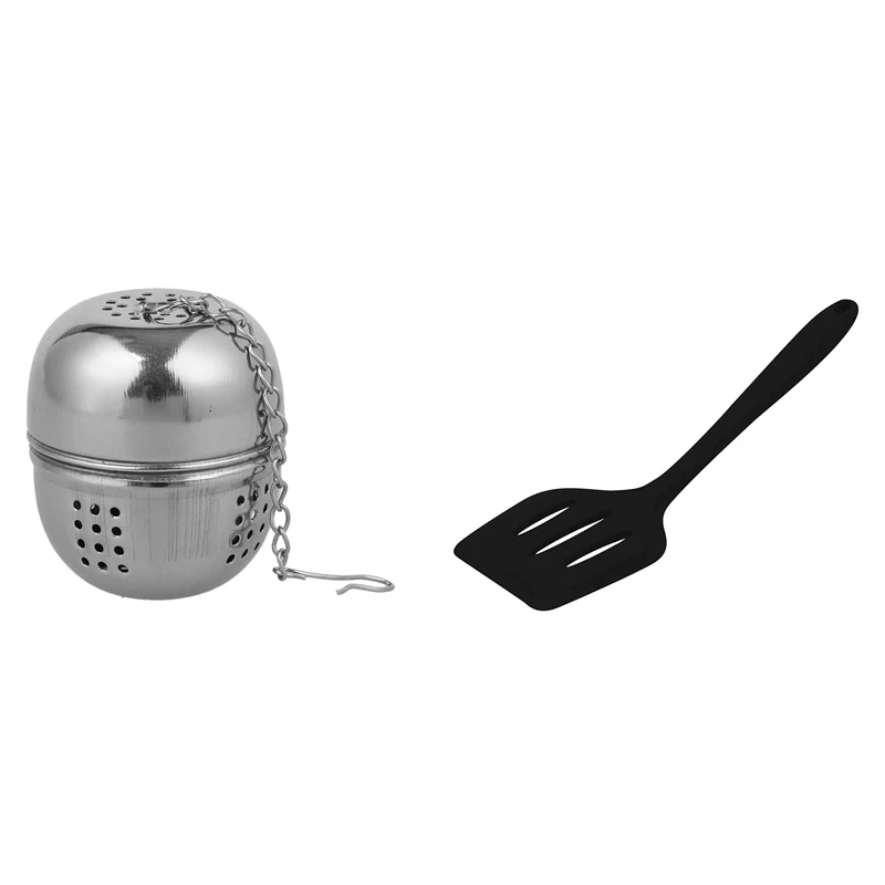 

Stainless Steel Tea Ball With Silicone Nonstick Turner, High Heat Resistant To 480°F, Slotted Spatula