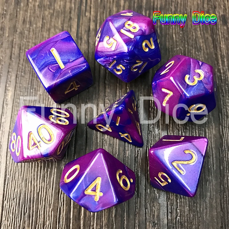 Rpg Dungeon and Dragons Die 7 шт 2 цветные кости с эффектом туманности D4 d6 d8 d10 d % d12 d20