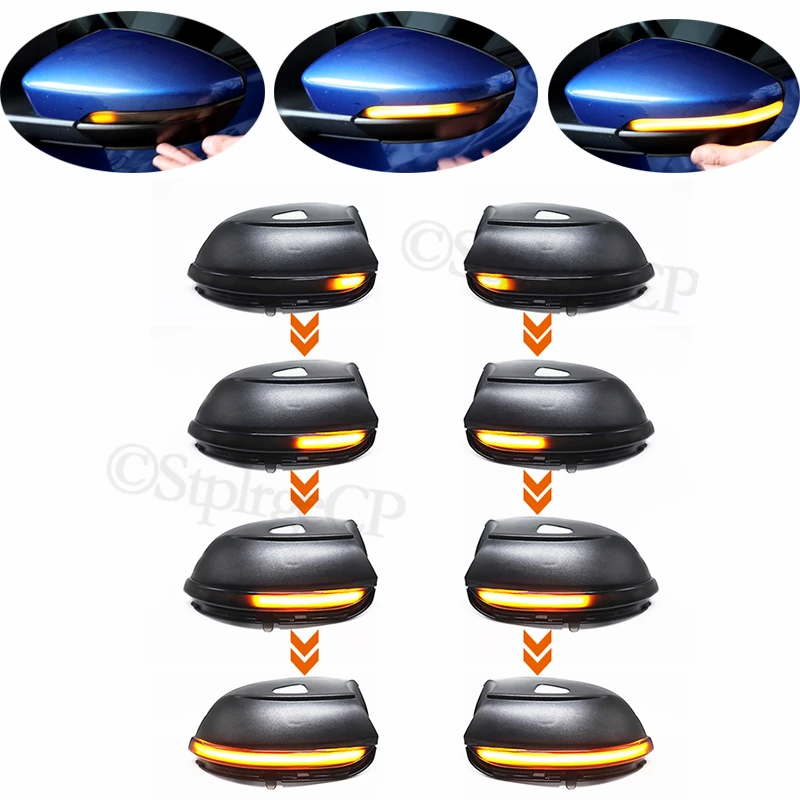 

For Volkswagen VW CC 2009 2010 2011 2012 2013 2014 2015-2018 Dynamic flashing water light LED rearview mirror turn signal light