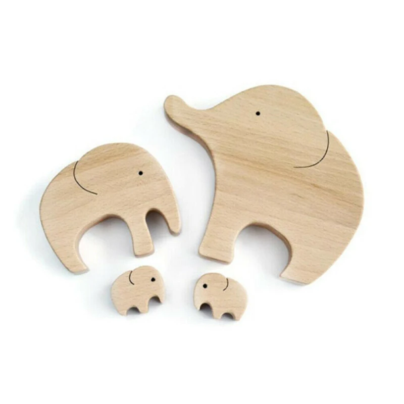 

4pcs/2pcs Set Home Decor Mother's Day Gifts Elephant Mother And Child Shaped Design Decorative Wooden Ornament Room Decor