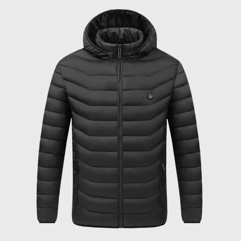 Мужская парка с USB-подогревом однотонная теплая куртка капюшоном и подогревом