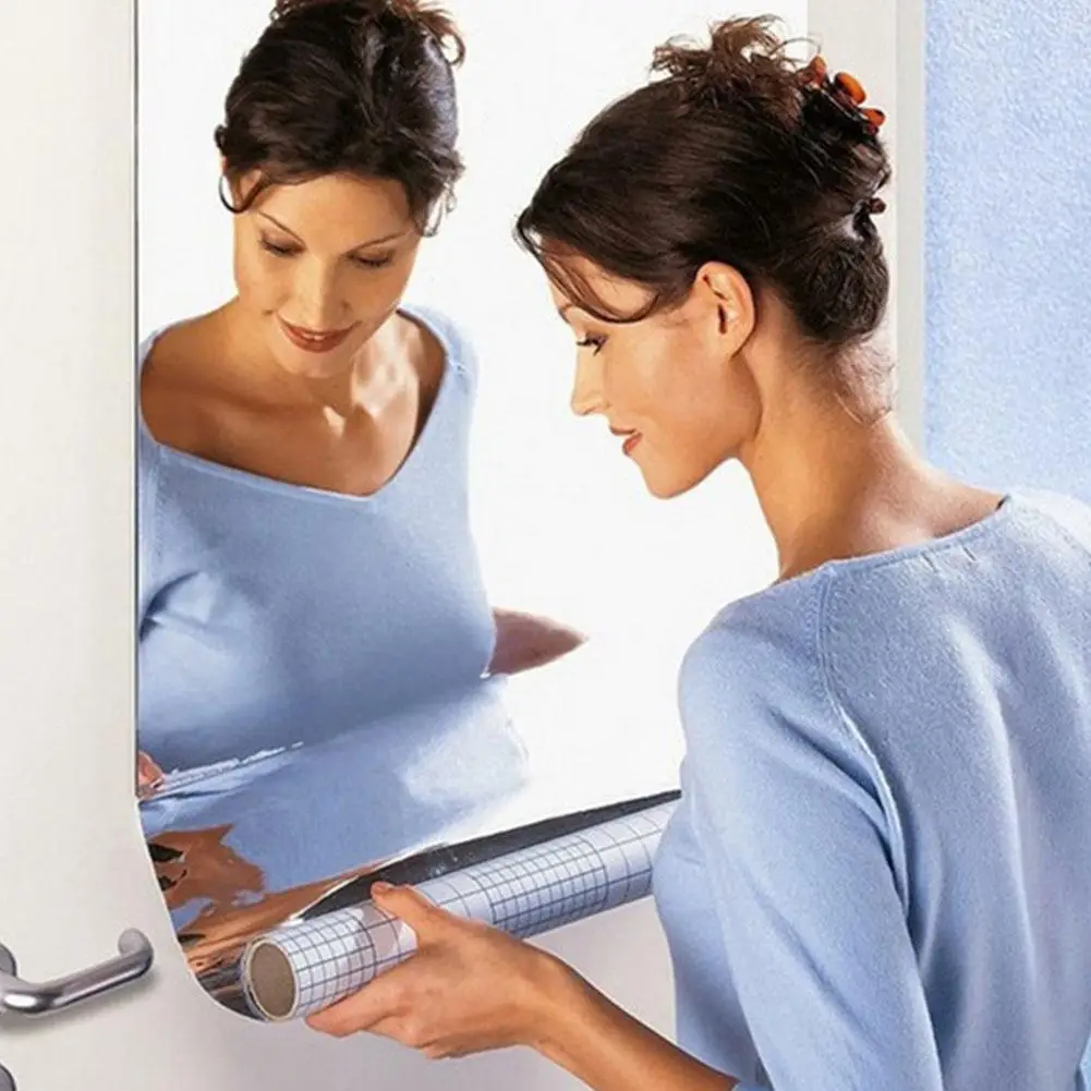 

0,1 мм 50x100 см серебряные зеркальные наклейки на стену для гостиной Наклейка на стену Серебряная Светоотражающая Солнечная пленка декоративн...