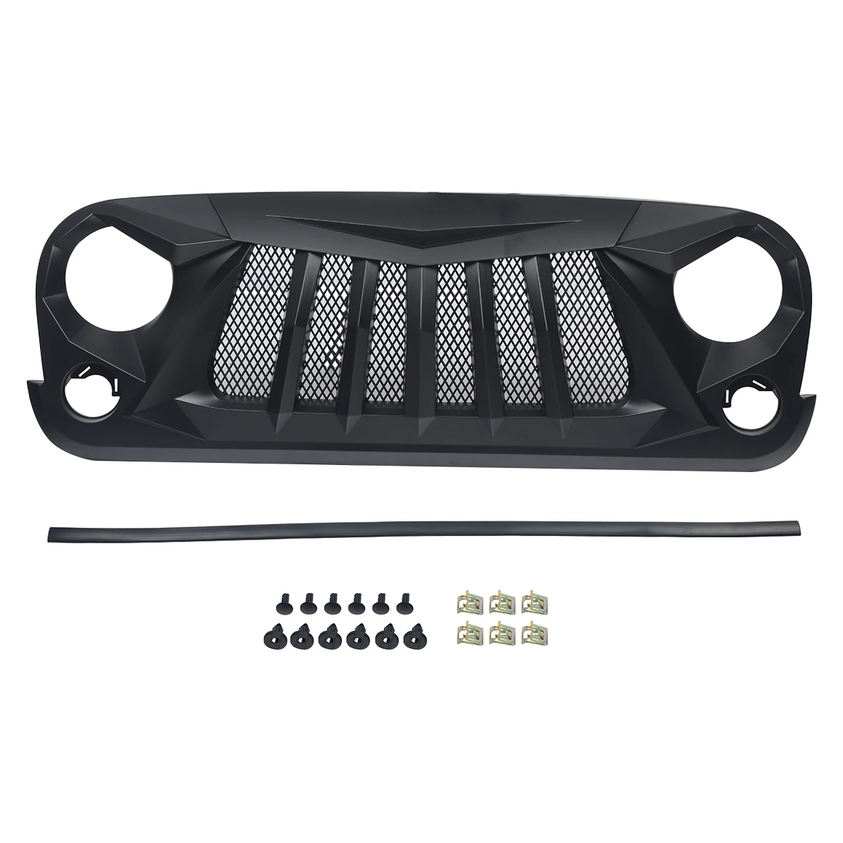 MagicKit матовая Черная передняя решетка капота с сеткой для 2007 2018 JEEP WRANGLER JK