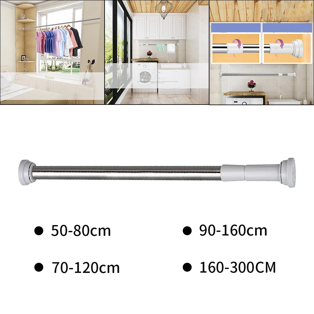 

Extendable Telescopic Rods Shower Curtain Poles Clothes Wardrobe Rod