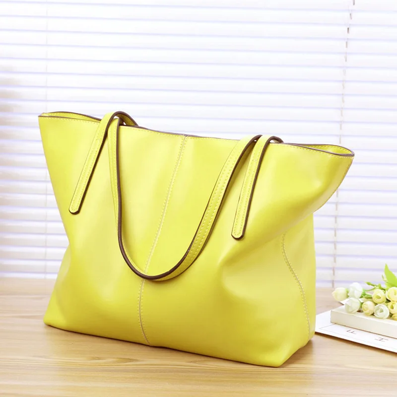 

2021 wind leather handbag Candy-colored casual fashion simple large-capacity hand-picked shoulder tote bag