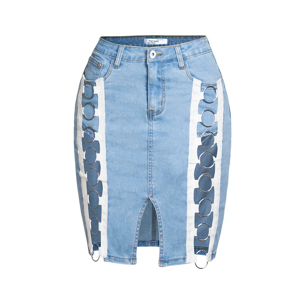 

wear high waist cultivate morality show thin buttock black bag hip skirt wide leg jeans they female skirt split skirts