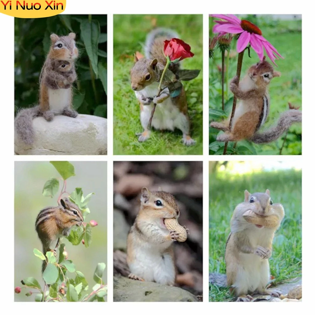 

Art Set Animal Little Squirrel Full Square/Round Diamond Embroidery Home Decor Gift Diamond Painting Rhinestone 5D DIY Photo
