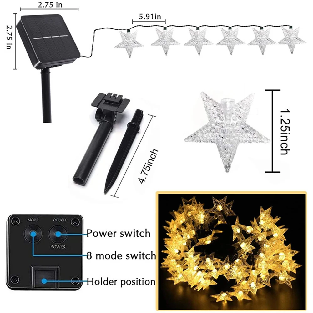 

Solar Powered LED Starry Lighting Strings Fairy Lamp Garland String Lights for Home Kids Bedroom Outdoor Garden Yard Party Decor