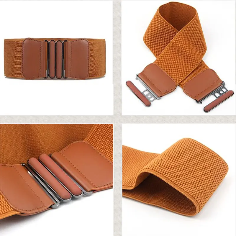 

Women Lady Solid Stretch Elastic Wide Belt New Fashion Brand Waist Belts Dress Adornment For Women Waistband Bigsweety