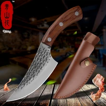 QING 5," кованый острый нож Scimitar высокого качества Профессиональный кухонный нож шеф-повара из высокоуглеродистой нержавеющей стали нож для резки мяса QING 5," кованый острый нож Scimitar высокого качества Профессиональный кухонный нож шеф-повара из высокоуглеродистой нержавеющей стали нож для резки мяса