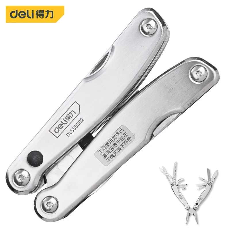 deli 16 In 1 Outdoor Camping Tool Multitool Tactical Pliers Versatile Repair Folding Screwdriver Military Stainless Steel Knife |