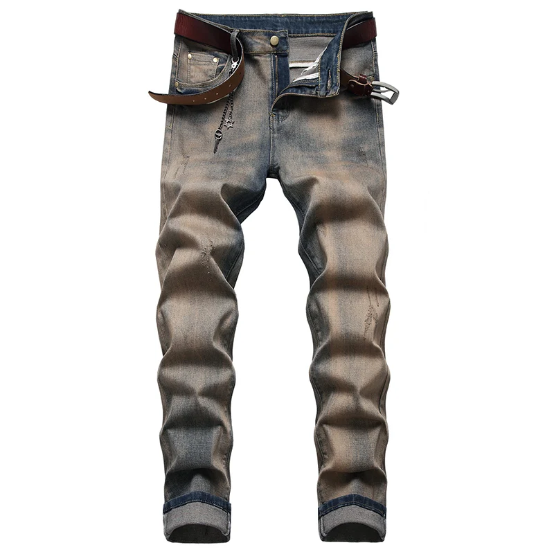 

Брюки из денима, 2021, размера плюс, 42, облегающие мужские джинсы