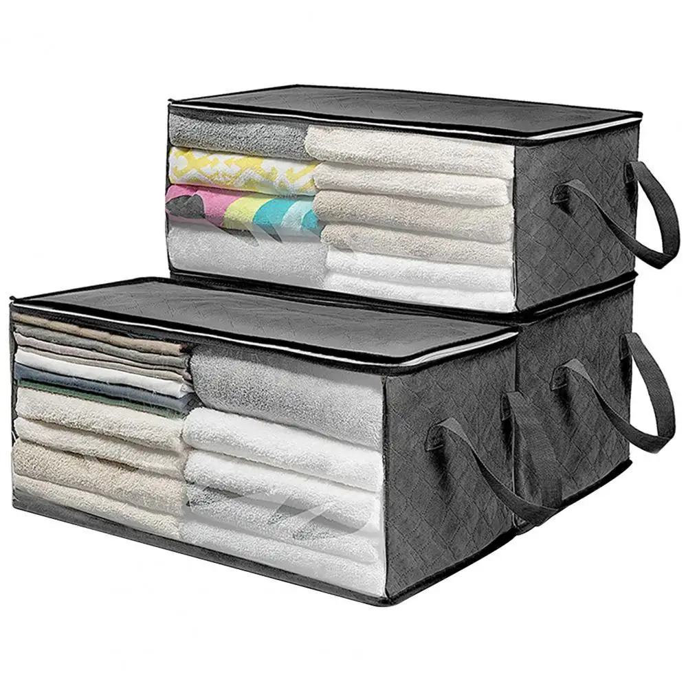 

2Pcs Non-woven Storage Box Foldable Wardrobe Quilt Clothes Closet Organizer Bag