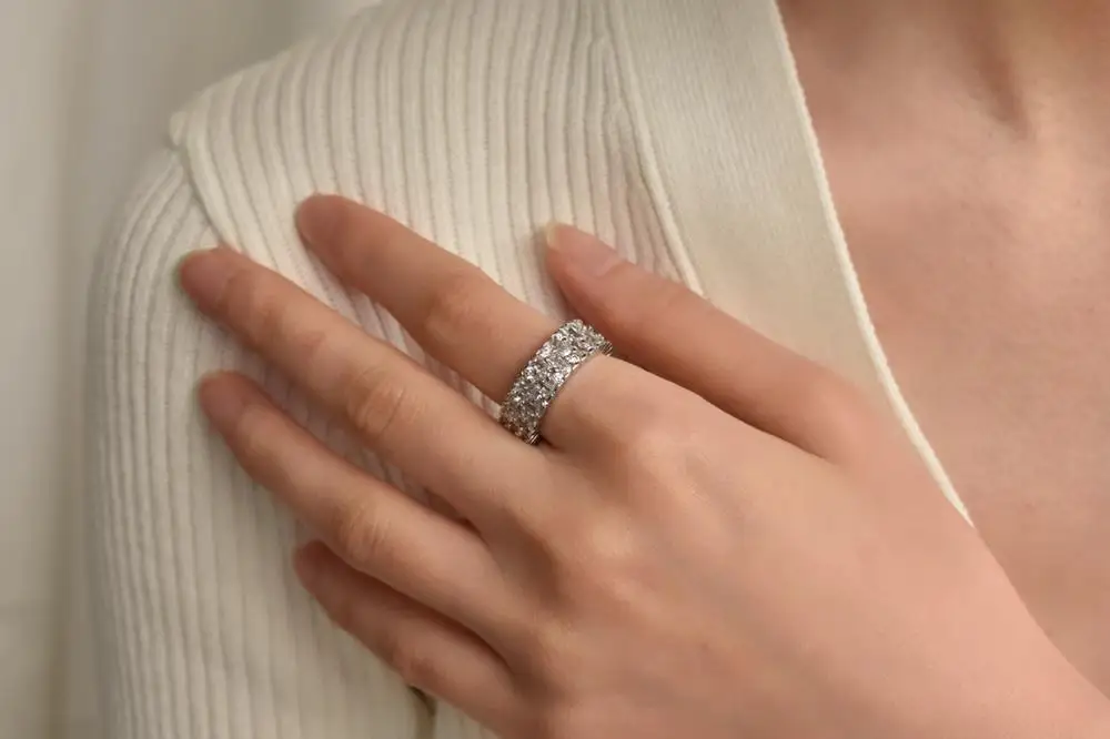 Женское кольцо с цирконом Классическая модная цепочка преувеличенное блестящее