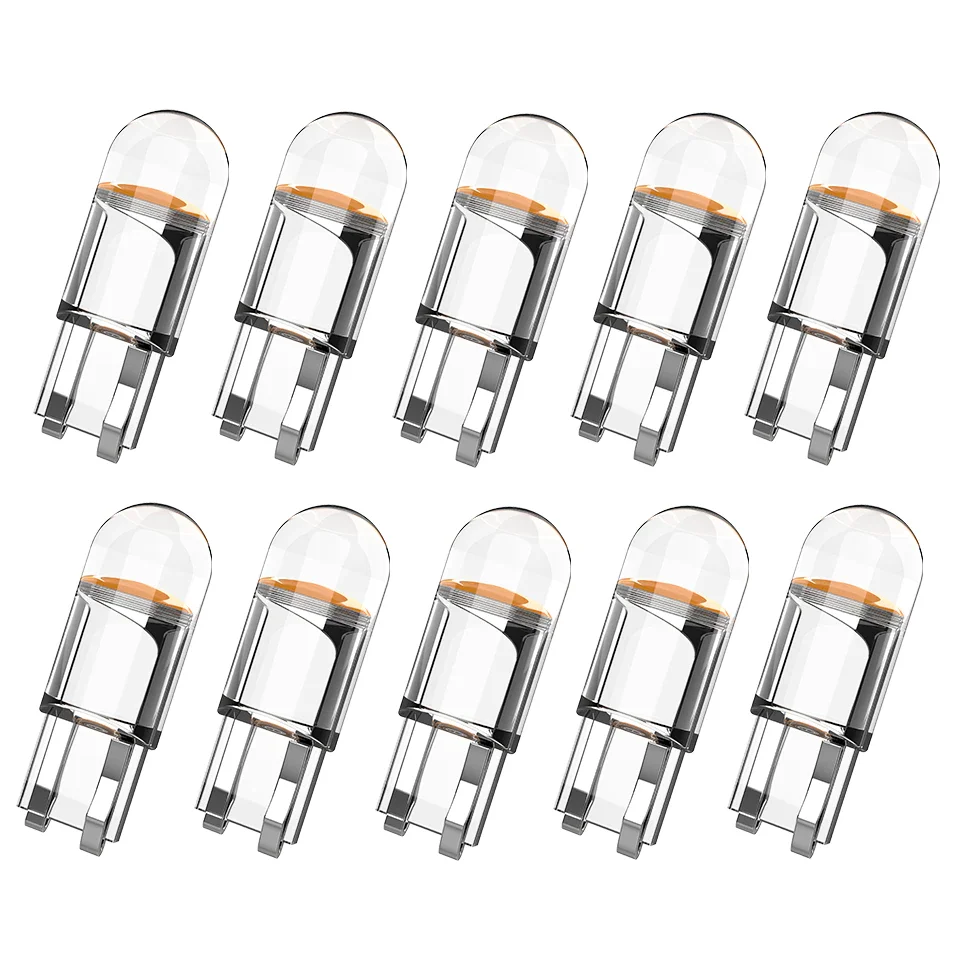 

10pcs Newest Led W5W T10 Cob Glass Car Light Bulb Auto Automobiles clearance Reading Dome Wedge License Plate Lamp DRL Styling