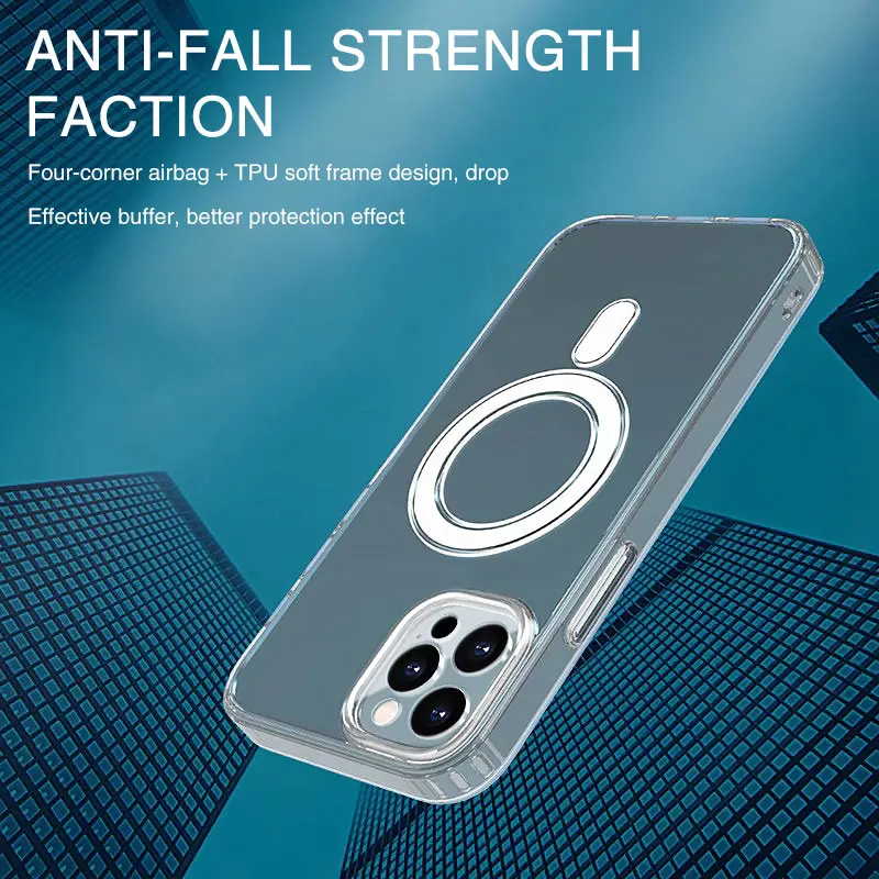 Original Magnectic Phone Case For iphone 12 13 Pro Max Wireless Charging Transparent Protection Case For iphone 12 13 mini Cover