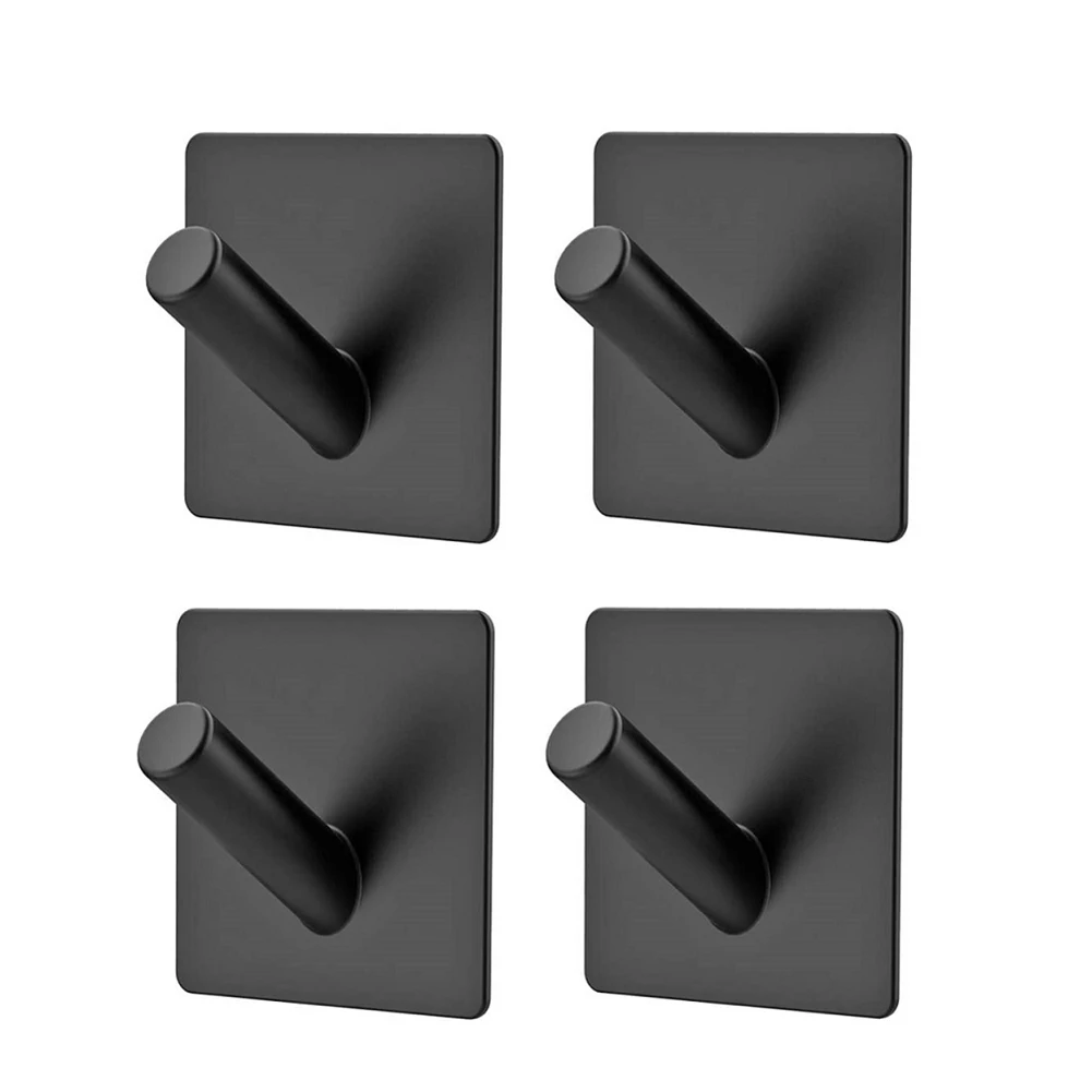 

2/4pcs Stainless Steel Coat Hook Black Robe Hook Wall Hook Towel Hook Bathroom Coat Hook Kitchen Hardware Rustproof Hook