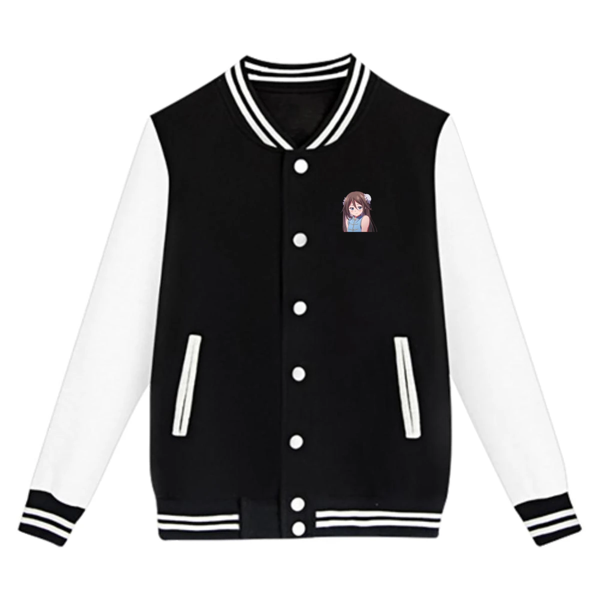 

Куртка в стиле аниме для подростков, повседневная спортивная свободная бейсбольная форма с белоснежными и красными волосами, уличные куртк...