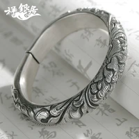 %e2%98%85fine silver hand horseshoe smooth generous three dimensional national wind restoring ancient ways peony silver bracelet