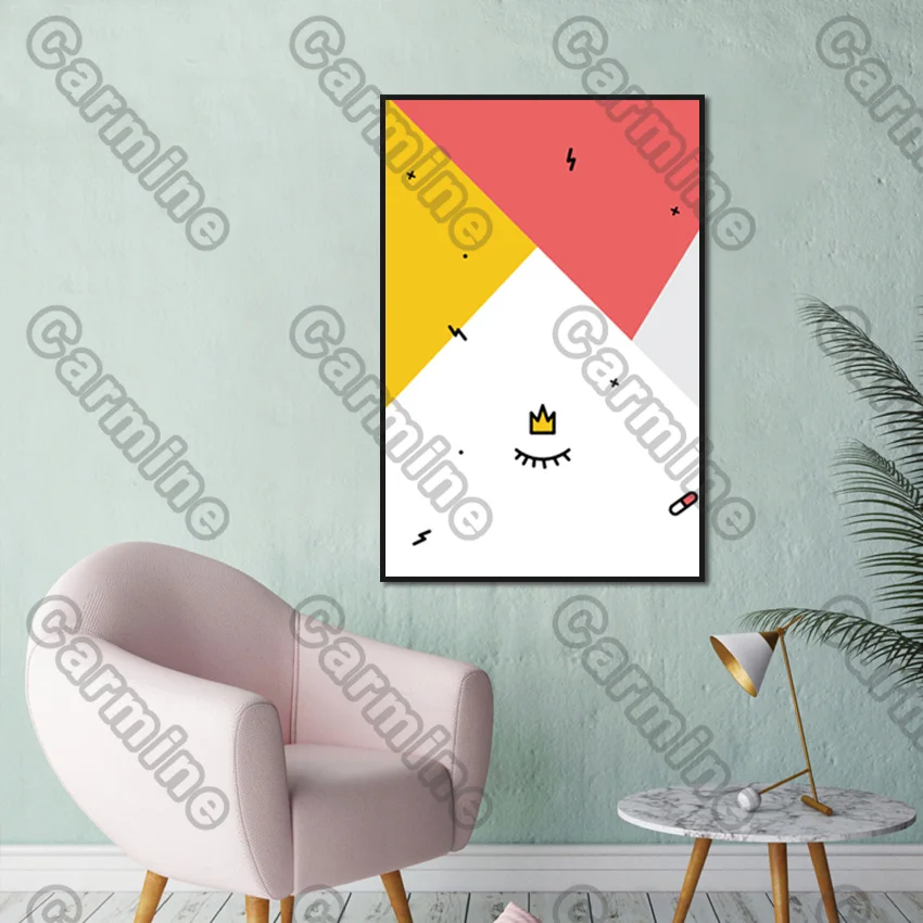 

Poster Colored Triangles Eyes Abstract Canvas Painting and Prints Wall Art Pictures Decoration for Living Room 3Pcs Frameless