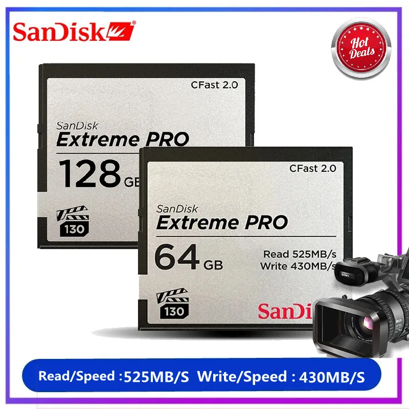 

Sandisk Extreme PRO CFast 2.0 128GB 64GB Memory Card 525MB/s Flash Card Memory Carte For Full HD 3D And 4K Video Camera Original
