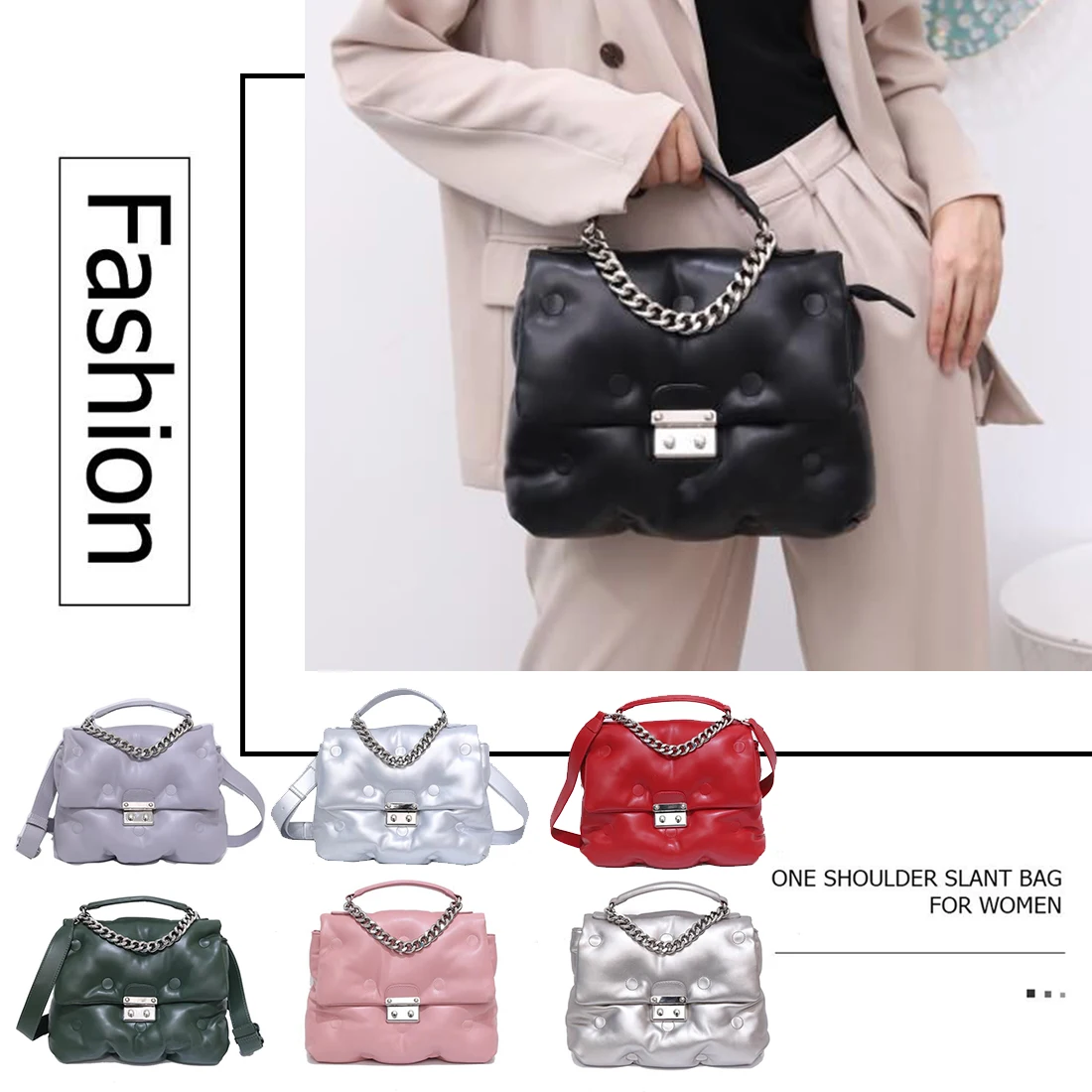 

Women's Cotton Bag 2021 Autumn Winter New Korean Version Space Cotton Female Bag Down Portable Chain Messenger Bag