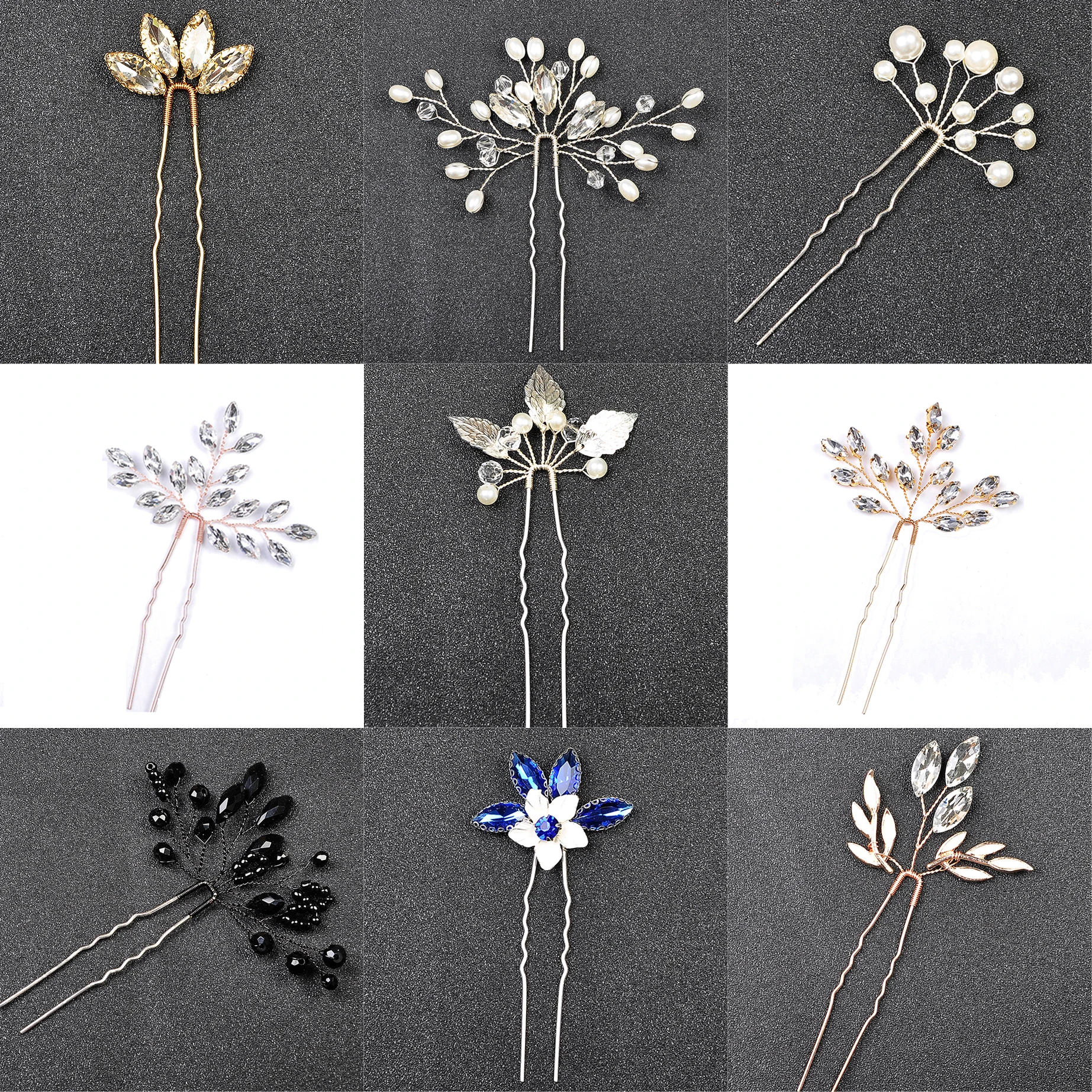 

Women Crystal Hair Pins Wedding Hair Jewelry Accessories Bridal Head Decoration Pearl Flower Hair Sticks Ornament