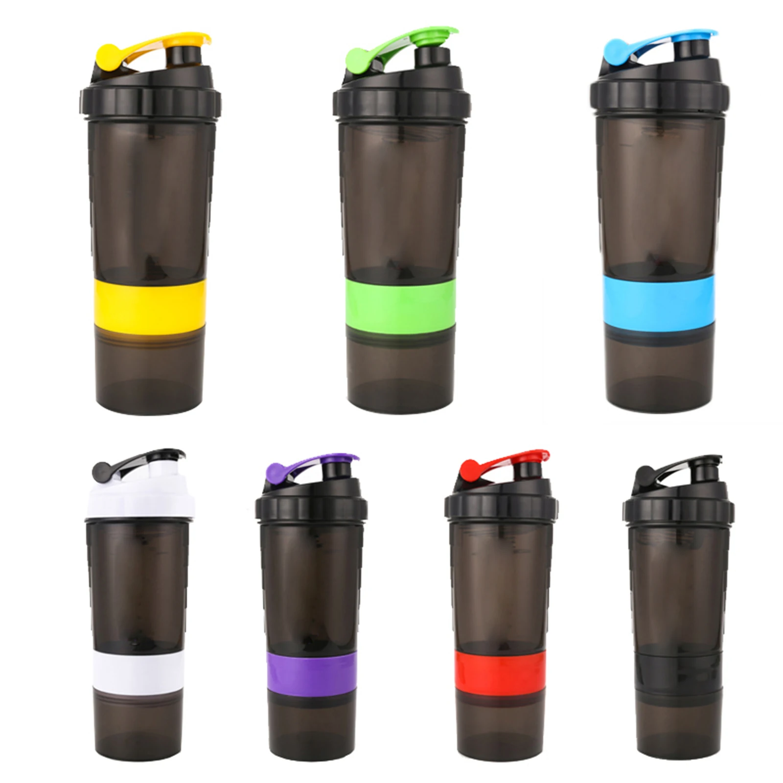 

500ml Sport Shaker Bottle 3 Layers Storage Portable Protein Milkshake Powder Mixing Cup Outdoor Fitness Camping Hiking Kettle