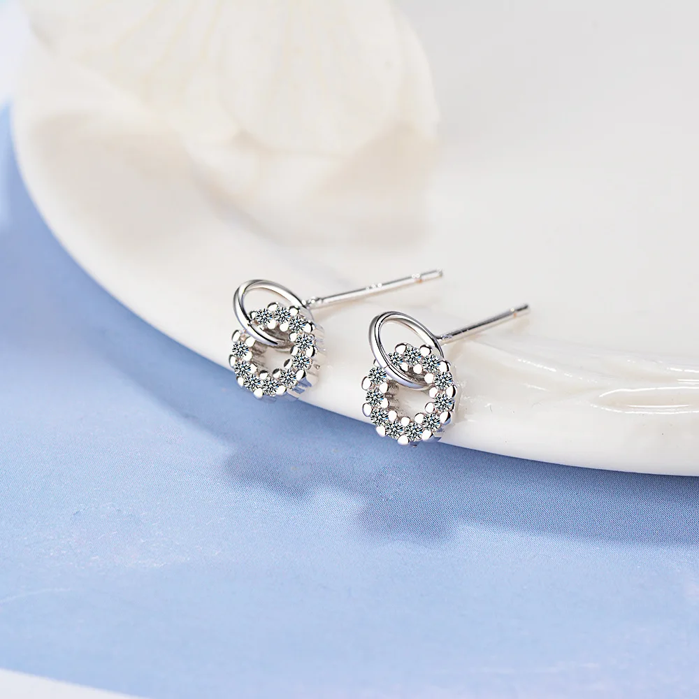 Женские серьги подвески LEKANI сережки круглой формы серебристого цвета ювелирные