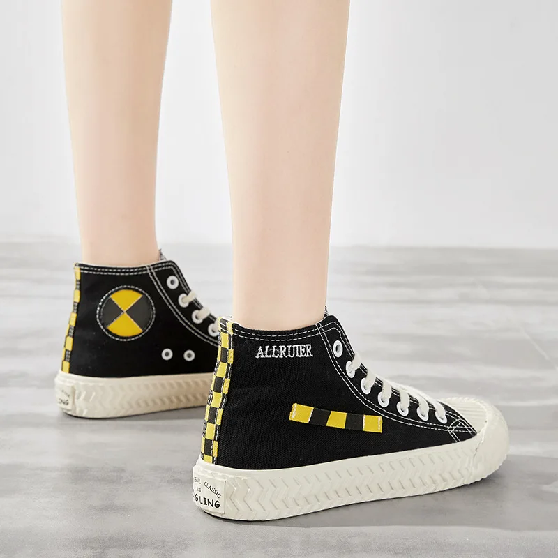 Парусиновая обувь с высоким берцем Женская Осенняя в Корейском стиле новые