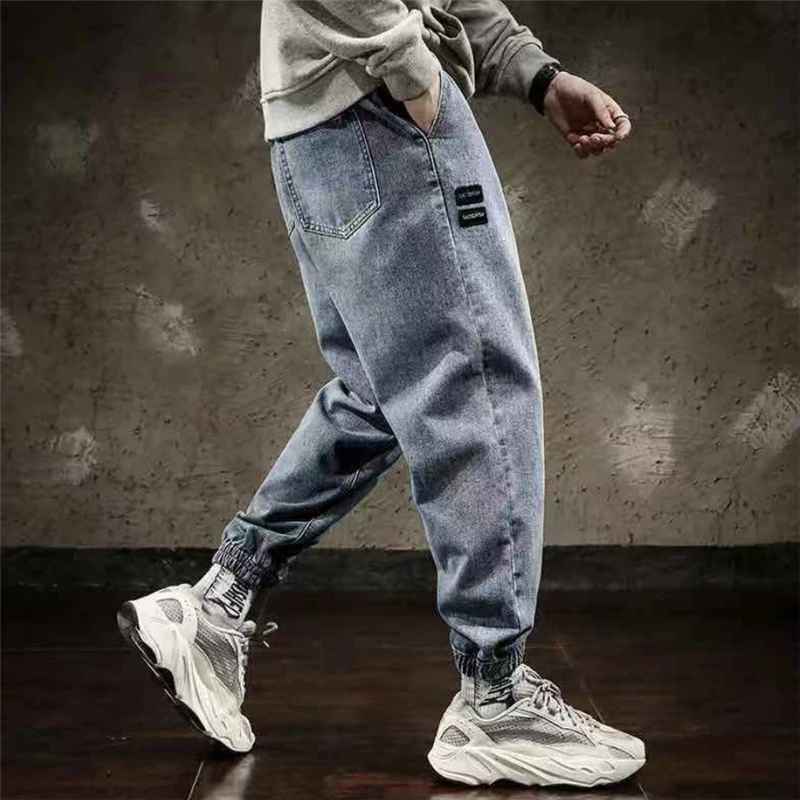 Harem Jeans Men Pants Trendy Male Streetwear Jogging Pants Outdoor Loose Trousers Casual Comfort Washed Denim Jeans 2021 New