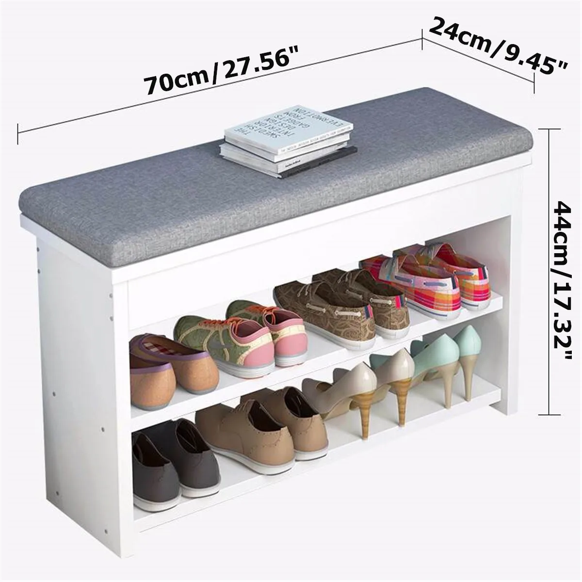 

Wooden Shoe Cabinet 2 Tiers Shoe Rack Multifunction Shoe Storage Organizer Fashion Sofa Bench Modern Simple Shoe-changing Stool