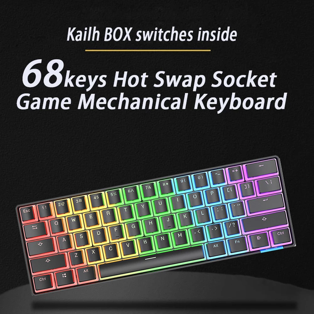 

Клавиатура Механическая STK61, 61 клавиши, проводная/Bluetooth, двойной режим, синий/красный/коричневый переключатель, многоцветная подсветка