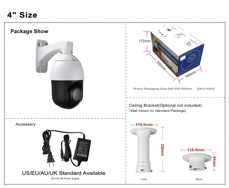 CCTV наружная " Мини 2MP PTZ камера 4в1 CVI TVI CVBS AHD 1080P скорость купольная камера 36X зум ИК 100 м коаксиальный PTZ контроль
