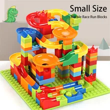 168-336pcsTrack Blocks Marble Race Run Maze Ball Track Building Blocks Set ABS Assemble Funnel Slide Bricks Toys Gift