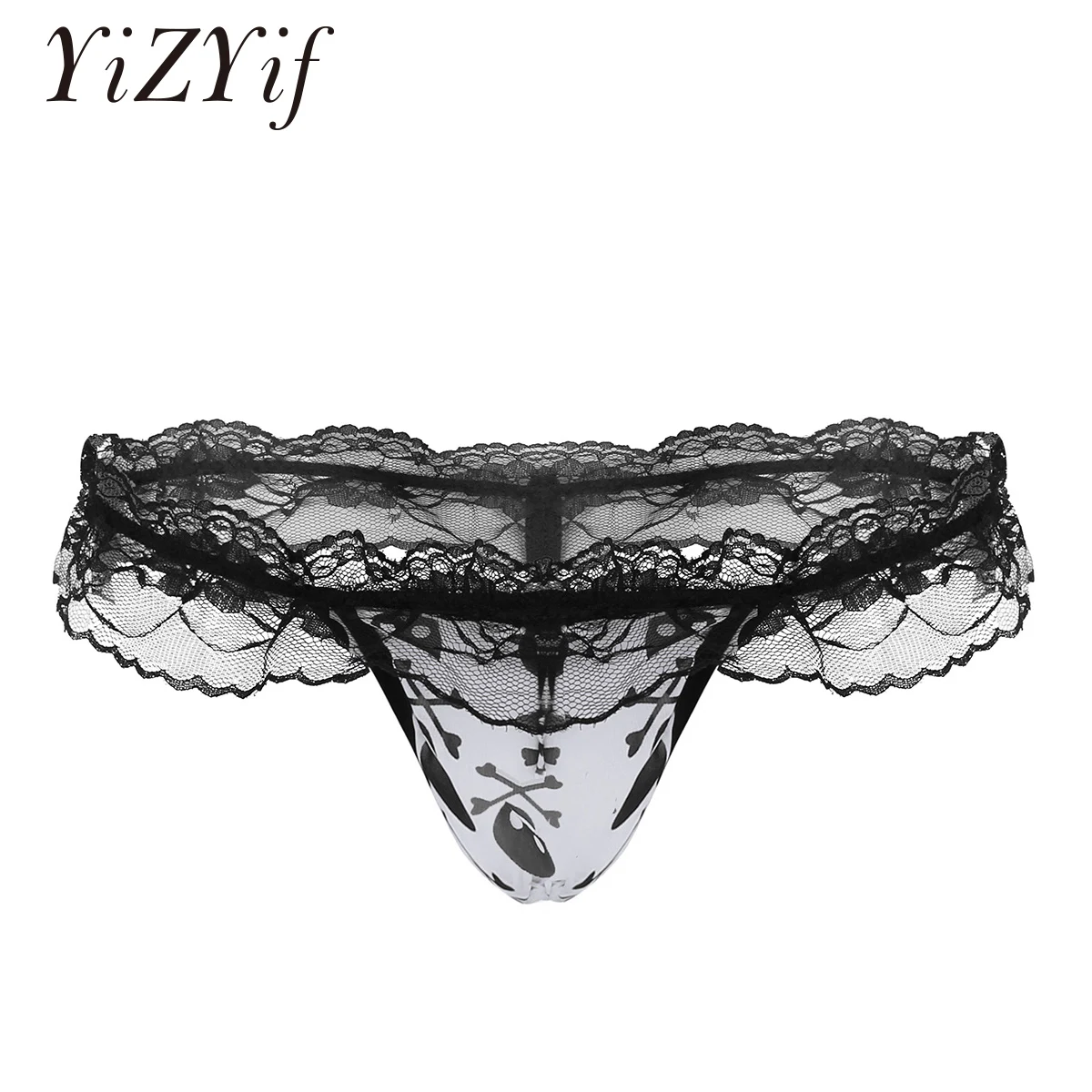 

YiZYiF Sexy Gay Sissy Brief Strechy See Through Lace G-string Mens Lingerie Panties Open Butt Jockstrap Underwear Underpants