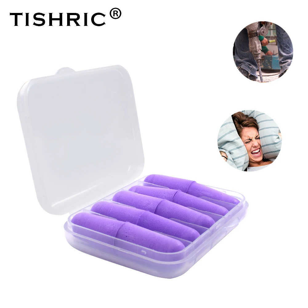 

TISHRIC 5 Pairs Anti Noise Earplugs Comfort Soft Foam Ear Plugs Noise Cancelling Hearing Protection For Travel Study Sleeping