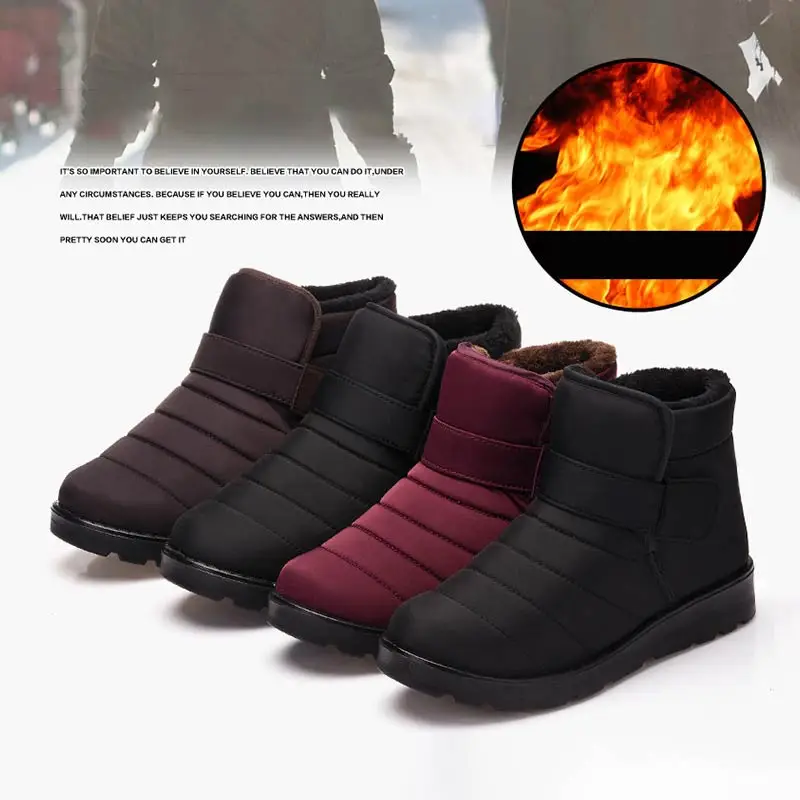 

Winter boots men shoes 2019 fashion plush warm waterproof solid couple shoes men ankle boots outdoor casual boots shoes men