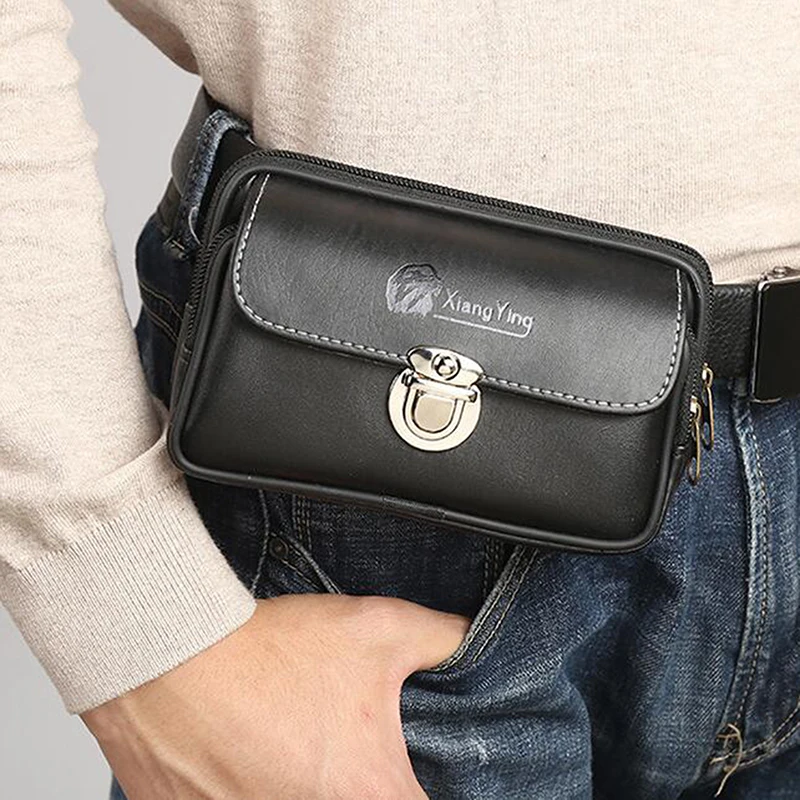 

Fashion Men's Waist Packs Fanny Bags Solid Color Multipurpose PU Leather Chest Bag Fashion Black/Brown Crossbody Bag all-match