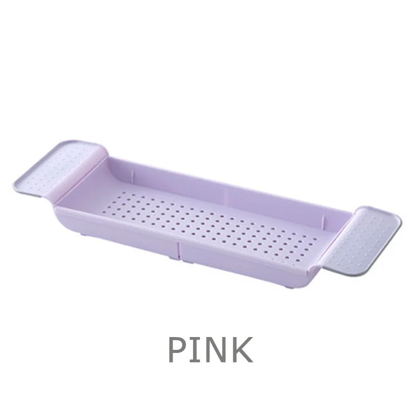 pink Полка для ванной над банным лотлотком пластиковая Ванна Caddy Ванна стойка Ванна доска Регулируемая Ванна лоток держатель для телефона аксессуары для ванной - Цвет: pink