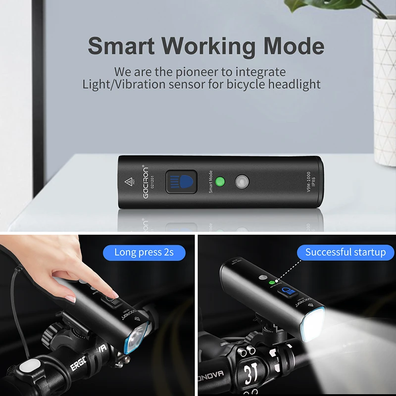 Gaciron Super Bright Bike Light V9M 1500 lumen USB Rechargeable Smart LED Bicycle Headlight IPX6 Waterproof Bike accessories