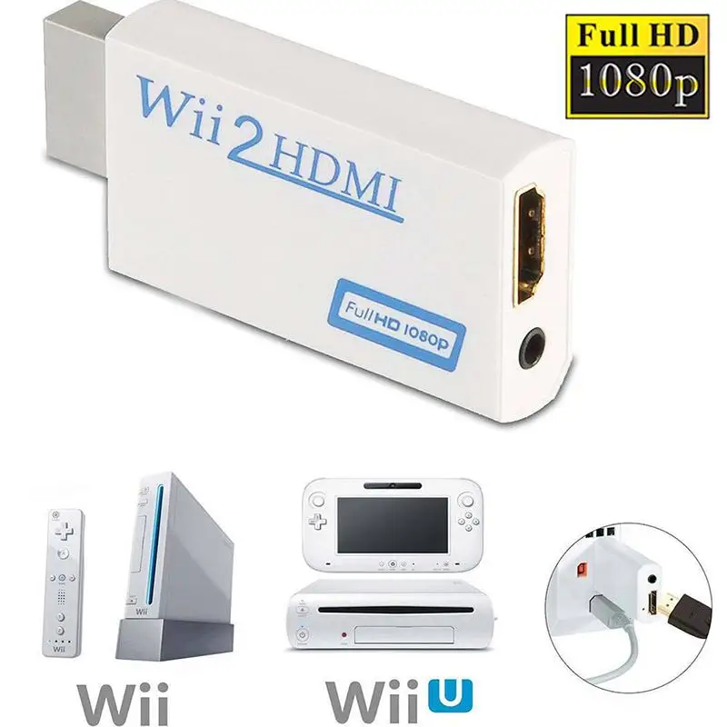 720P 1080P Full HD HDTV Wii to HDMI видео конвертер адаптер Wii2HDMI 3 5 мм аудио для ПК монитор