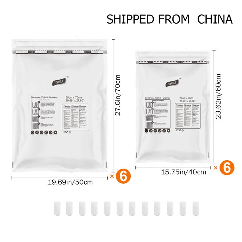 Вакуумный мешок для хранения одежды вакуумный без утечек 12 шт.|vacuum clothes bags|space saver