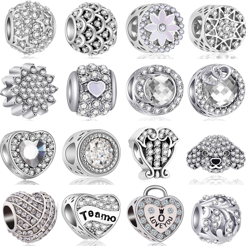 Фирменные модные хрустальные цветы Корона Крест медведь злые сердца шармы