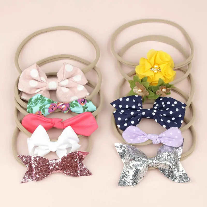 Emmaaby/модные милые 10 шт. Эластичная повязка на голову для маленьких девочек