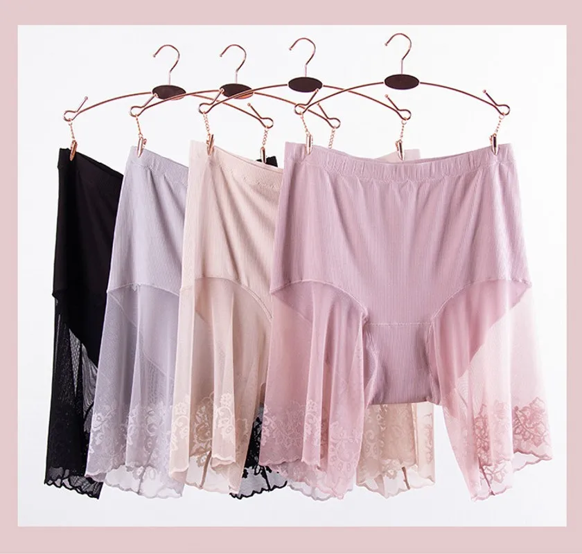 

Plus Size Shorts Under Skirt Sexy Lace Anti Chafing Thigh Safety Shorts Ladies Pants Underwear Large Size Summer Boxers Women