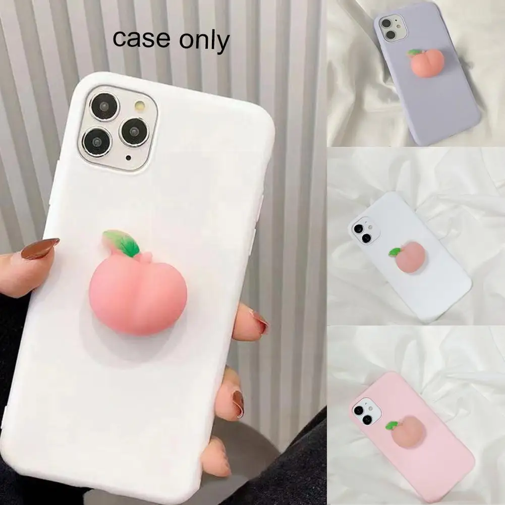 

New Soft TPU Phone Case IPhone Cover 3D Cute Peach Capa Back Protective Phone For IPhone6/7/8/X/11/12/mini Case V7P3