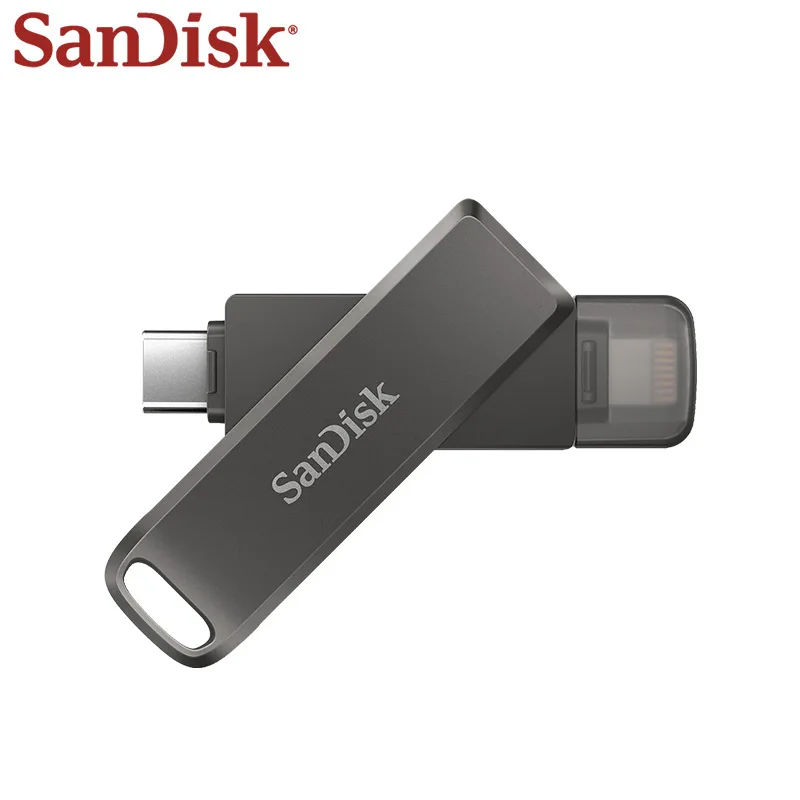 

Оригинальный флэш-накопитель SanDisk iXpand, роскошный флэш-накопитель объемом 64 ГБ, 128 ГБ, 256 ГБ, OTG USB Type-C, флэш-накопитель с разъемом Lightning, металлич...