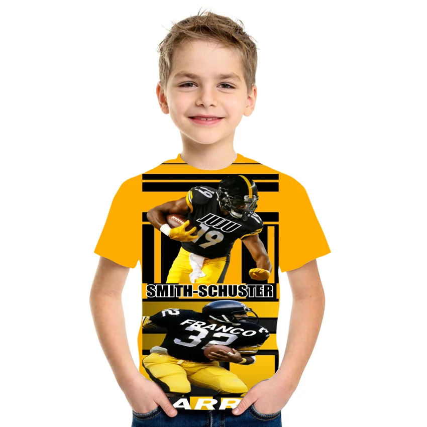 

2021 Children's Hot Sale New Rugby Printed Boys T-Shirts Boys and Girls Hip Hop Short Sleeve Crew Neck Top