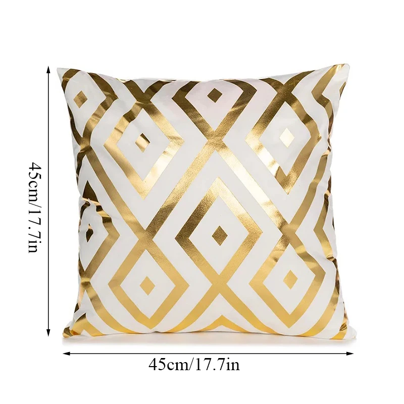 

45*45cm White Gold Foil Linen Cushion Cover Leaf Flowers Diamond Pillow Cover for Home Chair Sofa Home Decorative Pillows Case